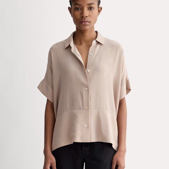 Everlane The Washable Clean Silk Short-Sleeve Square Shirt NWT - Picture 1 of 4
